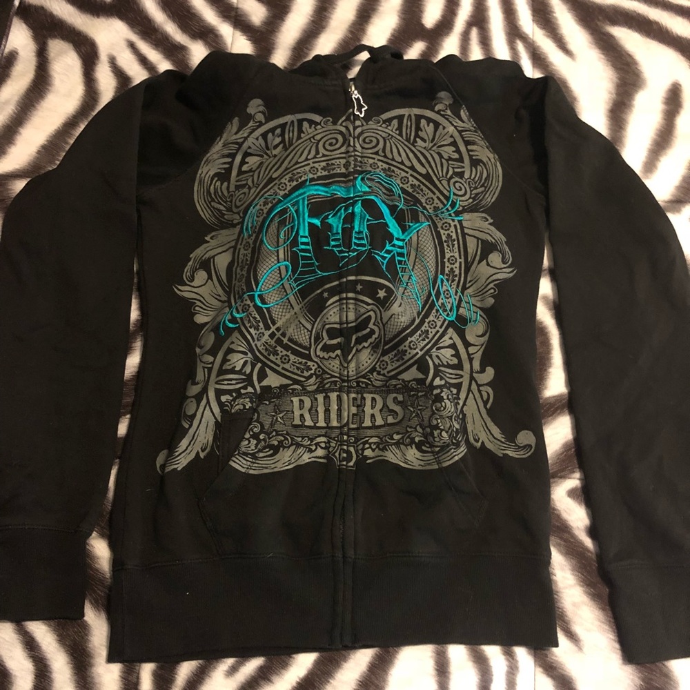 Black Fox Zip Up Hooded Sweatshirt.